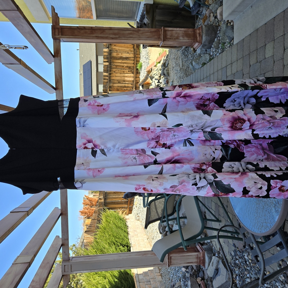Floral Black and Pink Women's Dress